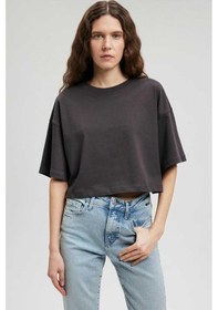 Resim Mavi Kadın Crop Basic Kömür 1612377-70087 Gri 