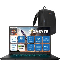 Resim Gigabyte Gaming A16-3TH Amd Ryzen 7 260 24GB Ddr5 1tb SSD RTX5050 Gddr7 8gb Windows 11 Home Mux Switch 16" IPS Wuxga (1920X1200) 165HZ 300NİTS K3TR893SDH08 + Zetta Çanta 