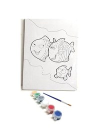 Resim Hayal Sepeti Balık Aile Model Resimli Tuval 24x18 6lı Boya, Fırç 