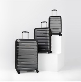Resim Unisex 4 Tekerli Kilitli 3'lü Set Valiz Siyah 