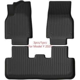 Resim 1 adet/3 adet TPE Ayak Matları for TESLA Model Y Juniper 2020-2025 Yeni 5 Koltuklu 1. ve 2. Sıra Ayak Pedleri Zemin Matı Tüm Hava Koşullarına Karşı Kaymaz Model Y Aksesuarları Siyah 