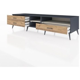 Resim Kronos Tv Ünitesi 2 Raflı 3 Çekmeceli 220x59x51 Antrasit-aytaşı/çam Aytası/atlas Çam - Antrasıt 