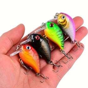 Resim Yüzüstü balıkçılık yemi 4.5 cm / 1.77 inç 7G / 0.25 oz - 3D gerçekçi gözlerle üçli saç tokası ile som balığı, ideal olarak Şükran Günü, Noel, Cadılar Bayramı için yapay yem 