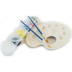 Resim Gökkuşağı Çocuk Ressam Seti - 30x40 Cm Önçizimli Tuval, 2 Adet Fırça, Palet, Boyalar Ve Şövale 