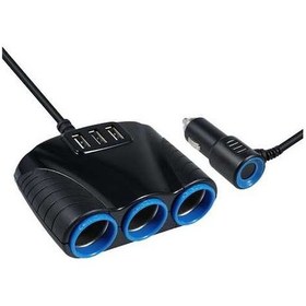 Resim Pazly K18465 12-24v 3'lü Araç Çakmak Soket Splitter Usb Şarj Aleti, Siyah 