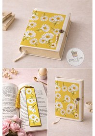 Resim Kitap Kılıfı Ve Metal Kitap Ayracı Seti Papatya Rüyası 