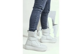 Resim İpek Arya Oggo Snow Boot Açık Krem Termal Kürklü Kışlık Kaymaz Taban Kar Botu 