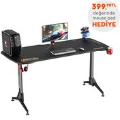 Resim Adore AGT-167-QQ-1 Gaming Karbon Çelik Gövde 160x70-75-80x75 CM Siyah Oyuncu Bilgisayar Masası+Mouse Pad 