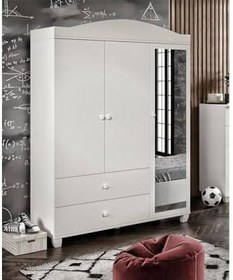 Resim Merlin Mobilya TORINO Aynalı 3 Kapaklı 2 Çekmeceli 8 Bölmeli Gardrop 