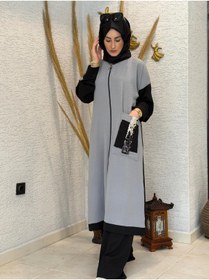 Resim AYSUN AYDEMİR YAZLIK GRİ/SİYAH PAYET DETAYLI TESETTÜR ESOFMAN TAKIM 