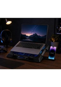 Resim Monozone Z33 Işıklı Laptop Soğutucu 8 Fanlı 17inç Yükseklik Ayarlı Stand Sessiz Notebook Soğutucu 