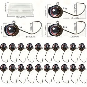 Resim 25 Adet ProFisher Çeşitli Ağırlıklar Olta Jig Oltaları Seti - Kurşun Jig Başlıkları, Gelişmiş Isırma için Benzer Göz Tasarımı, Tatlı Su ve Tuzlu Su Olta Avı için Uyumlu, Kutulu 