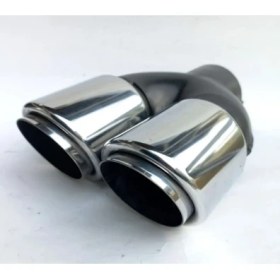 Resim Egzozcum 76 Mm. Krom Eğik Eşit (Dual) Uyumlu Çift Çıkışlı Paslanmaz Içi Borulu Egzoz Eksoz Ucu 