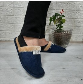 Resim Ucc Lacivert İçi Kürklü Ev İçi Tüylü Misafir Terliği 001 