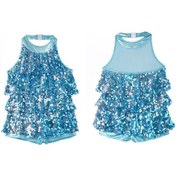 Resim Mavi Kızlar Çocuklar Parlak Bale Tutu Elbise Modern Caz Latin Dans Kıyafeti Sahne Performansı Giyim Kostüm Mavi 