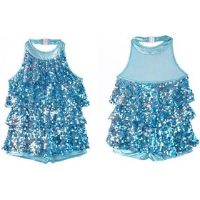 Resim Mavi Kızlar Çocuklar Parlak Bale Tutu Elbise Modern Caz Latin Dans Kıyafeti Sahne Performansı Giyim Kostüm Mavi 