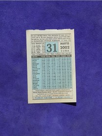 Resim 31 Mayıs 2002 Takvim Yaprağı - Nostalji Koleksiyonluk Takvim Yaprağı A 