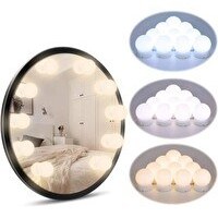 Resim Sge Teknoloji 10 Led 3 Renk Ayarlanabilir Işığı Hollywood Tarzı USB Makyaj Aynası 