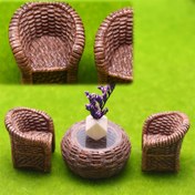 Resim Oyuncak ev dekorasyonu, Bebek evi mini reçine küçük sandalye, masa ve vazo model süsleri, minyatür yatak odası, yeşil kamp sahne modelleri çekim malzemeleri aksesuarları, mikro ev sahneleri DIY amatörler ve meraklılar için koleksiyon hediyeleridir 