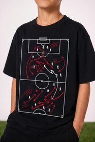Resim Erkek Çocuk Futbol Taktik Baskılı Şortlu Takım - İndigo / 10-11 Yaş 