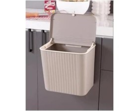 Resim Skygo 15 Litre Fonksiyonel Kapaklı Banyo ve Mutfak Tezgahüstü Çöp Kovası Dolap ve Duvar Aparatlı 15 Lt.,yerden Tasarruflu Lavabo Altı Veya Dolap Kapısı Için Kapasiteli Mutfak Çöp Kovası,askılı (Latte) 