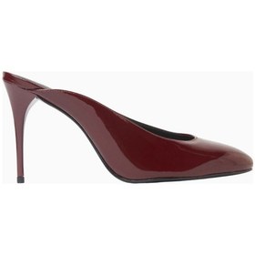 Resim Schutz 100mm Stiletto Topuklu Patent Deri Almond-toe Mules, Günlük Ve Gece Şıklığı Terlik Bordo 38 