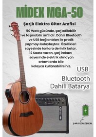 Resim Maxword M450-EQ-50AMP Masif Ağaç 50W Amfili Elektro Akustik Gitar Seti üst Segment 
