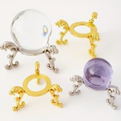 Resim Şık Altın Metal Kristal Toplu Gösterim Standı - Sanat Dekosu Stili, Elektrik Gerektirmez, Ev Dekoru, Düğünler ve Tatiller için Mükemmel (Toplar Dahil Değil), Kristal Toplu Dekor 