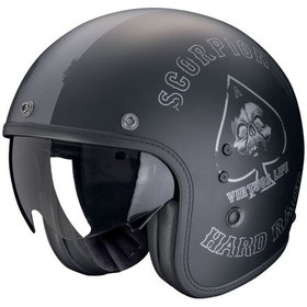 Resim Scorpion Belfast Evo Spade Açık Motosiklet Kaskı Mat Siyah Gümüş 