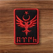 Resim Ex Patch Kırmızı Renk Çift Başlı Kartal Türk Patch Arma 10 X 7 Cm 