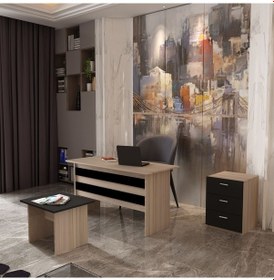 Resim Robinhome Robin Home Verona Abc Ofis Büro Masa Takımı Meşe-Siyah 