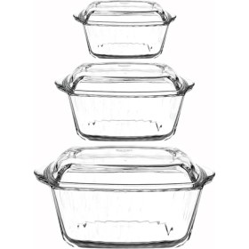 Resim Kare Kapaklı Borcam Seti 3'lü, Kahverengi, Dayanıklı ve Şık Mutfak Gereçleri 