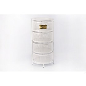 Resim 4 Katlı Metal Açılır Kapanır Paslanmaz Sebzelik Beyaz 