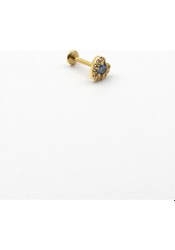 Resim Gold Mavi Taşlı Kalp Tragus Piercing Şık Ve Dayanıklı Anti Alerjik Piercing Çok Renkli 