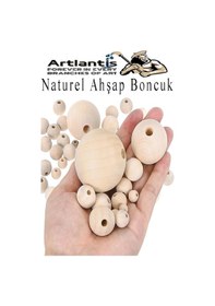 Resim Naturel Ahşap Boncuk 26mm 50 Li 1 Paket Ham Boyanabilir Ahşap Yuvarlak Doğal Boncuklar Takı Tasarım Ektinlik Kreş Okul 