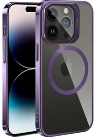 Resim Apple Uyumlu iPhone Ekılıf 14 Pro Kılıf Magsafe Şarj Özellikli Standlı Klon Kapak Derin Mor 