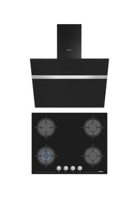 Resim Simfer Siyah Cam 2'li Ankastre Set (3653 Ocak + 8611 Davlumbaz) 