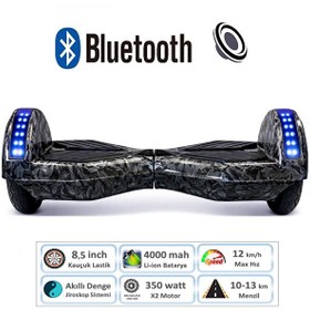 Resim Citymate Balance Elektrikli Kaykay Hoverboard 8.5" Akıllı Dengeli Ledli Bluetooth Hoparlörlü Antrasit 