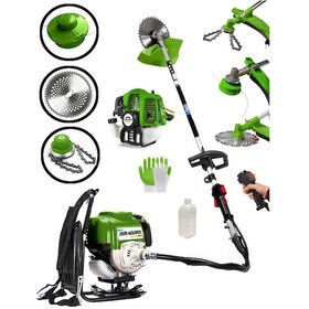 Resim Dragro DRG-2PR PRo 4x4 2 Zamanlı Yeşil Sırt Tipi Benzinli Motorlu Tırpan Ot Çim Çayır Biçme Kesme Makinesi 