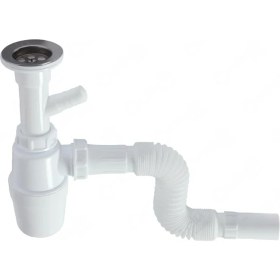 Resim Geylani Yapı Market Güçlü Taslı Körüklü Tek Çatal Çamaşır Çıkışlı Lavabo Sifonu 