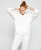 Resim Polo Yaka Sweatshirt Oversize Kanguru Cepli İçi Polarlı 