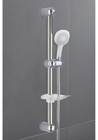 Resim Duş Takımı Beyaz Yıldız Sürgülü Örgülü Spiralli 150 Cm Gümüş 