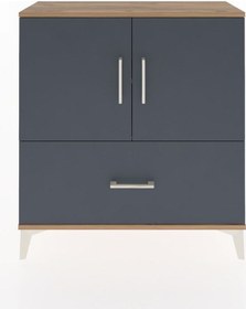 Resim Arges Şifonyer 2 Raflı Tek Çekmeceli 2 Kapaklı 88x30x96 Çam-antrasit Atlas Çam 