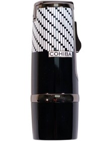 Resim Cohiba 3 Torch Pürmüz Siyah-beyaz Desenli Metal Puro Çakmağı 
