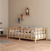 Resim Zerka Concept Lara Doğal Ahşap Montessori Çocuk Yatak Karyola Beşik Ithal Çam 100 x 200 