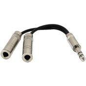 Resim Suntek 1/4" Jak Erkek - 2x 6.5MM 1/4" Dişi Y Splitter Stereo Ses Kablosu 6.35 MM 