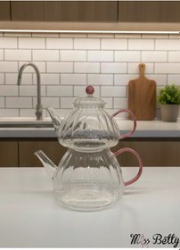 Resim Cam Çaydanlık Pembe Pembe 