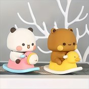 Resim Sevimli Panda Çift Figürü - Ona & Ona Mükemmel Doğum Günü Hediyesi, Araba & Masa Dekoru için İdeal, Reçine, Güç Gerektirmez, 2 adet/1 adet Parça 