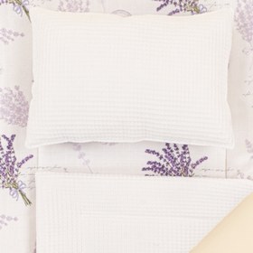 Resim Alt Açma Matı ve Yastık - Çift Taraflı - Beyaz Petek - Lavanta 