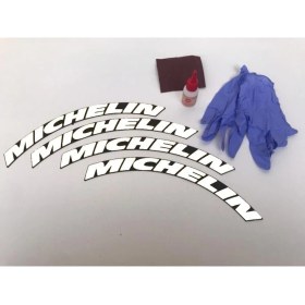 Resim Bombtire Motosiklet Uyumlu 3D Lastik Yazısı Michelin Full Beyaz 